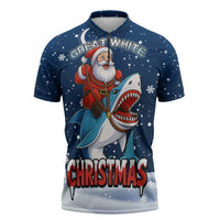 Great White Christmas Shark Christmas Zipper Polo Shirt Funny Xmas Holiday Patterns - Wonder Print Shop