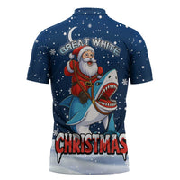Great White Christmas Shark Christmas Zipper Polo Shirt Funny Xmas Holiday Patterns - Wonder Print Shop