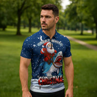 Great White Christmas Shark Christmas Zipper Polo Shirt Funny Xmas Holiday Patterns - Wonder Print Shop