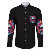 I'm Not A B I'm Just Honest Skull Roses Colorful Family Matching Off Shoulder Long Sleeve Dress and Hawaiian Shirt - Wonder Print Shop