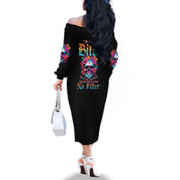 I'm Not A B I'm Just Honest Skull Roses Colorful Family Matching Off Shoulder Long Sleeve Dress and Hawaiian Shirt - Wonder Print Shop