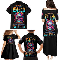 I'm Not A B I'm Just Honest Skull Roses Colorful Family Matching Puletasi Dress and Hawaiian Shirt - Wonder Print Shop