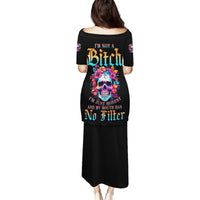 I'm Not A B I'm Just Honest Skull Roses Colorful Family Matching Puletasi Dress and Hawaiian Shirt - Wonder Print Shop