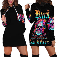I'm Not A B I'm Just Honest Skull Roses Colorful Hoodie Dress - Wonder Print Shop