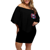 I'm Not A B I'm Just Honest Skull Roses Colorful Off Shoulder Short Dress - Wonder Print Shop
