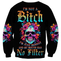 I'm Not A B I'm Just Honest Skull Roses Colorful Sweatshirt - Wonder Print Shop