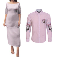 Don't Try To Figure Me Out Couples Matching Puletasi Dress and Long Sleeve Button Shirt - Wonder Print Shop