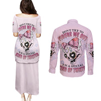 Don't Try To Figure Me Out Couples Matching Puletasi Dress and Long Sleeve Button Shirt - Wonder Print Shop