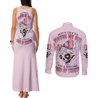 Don't Try To Figure Me Out Couples Matching Tank Maxi Dress and Long Sleeve Button Shirt - Wonder Print Shop