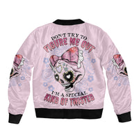 Don't Try To Figure Me Out Sleeve Zip Bomber Jacket - Wonder Print Shop