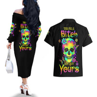 Yes I'm A B But Not Yours Couples Matching Off The Shoulder Long Sleeve Dress and Hawaiian Shirt - Wonder Print Shop