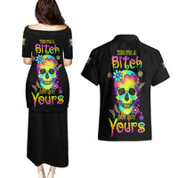 Yes I'm A B But Not Yours Couples Matching Puletasi Dress and Hawaiian Shirt - Wonder Print Shop