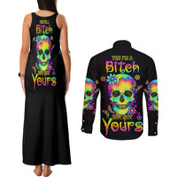 Yes I'm A B But Not Yours Couples Matching Tank Maxi Dress and Long Sleeve Button Shirt - Wonder Print Shop