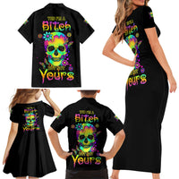 Yes I'm A B But Not Yours Family Matching Short Sleeve Bodycon Dress and Hawaiian Shirt - Wonder Print Shop