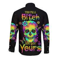 Yes I'm A B But Not Yours Long Sleeve Button Shirt - Wonder Print Shop