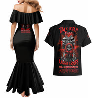 Walk Away I Have Anger Issues Skull Couples Matching Mermaid Dress and Hawaiian Shirt - Wonder Print Shop
