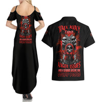 Walk Away I Have Anger Issues Skull Couples Matching Summer Maxi Dress and Hawaiian Shirt - Wonder Print Shop