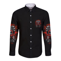 Walk Away I Have Anger Issues Skull Long Sleeve Button Shirt - Wonder Print Shop