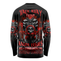 Walk Away I Have Anger Issues Skull Long Sleeve Shirt - Wonder Print Shop