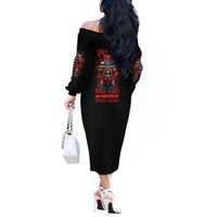 Walk Away I Have Anger Issues Skull Off The Shoulder Long Sleeve Dress - Wonder Print Shop