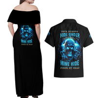 Your Demons Hide Under Your Bed Couples Matching Off Shoulder Maxi Dress and Hawaiian Shirt - Wonder Print Shop
