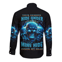 Your Demons Hide Under Your Bed Long Sleeve Button Shirt - Wonder Print Shop