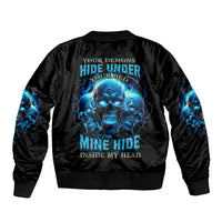 Your Demons Hide Under Your Bed Sleeve Zip Bomber Jacket - Wonder Print Shop