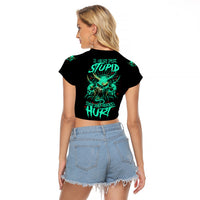 I Can Fix Stupid But It's Gonna Hurt Raglan Cropped T Shirt - Wonder Print Shop