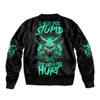 I Can Fix Stupid But It's Gonna Hurt Sleeve Zip Bomber Jacket - Wonder Print Shop