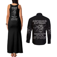 Even The Devil On My Shoulder Couples Matching Tank Maxi Dress and Long Sleeve Button Shirt - Wonder Print Shop