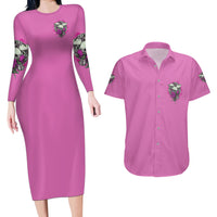 Stuck Between Idk Idc And IDGAF Pink Couples Matching Long Sleeve Bodycon Dress and Hawaiian Shirt - Wonder Print Shop