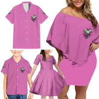 Stuck Between Idk Idc And IDGAF Pink Family Matching Off Shoulder Short Dress and Hawaiian Shirt - Wonder Print Shop