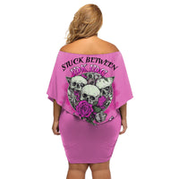 Stuck Between Idk Idc And IDGAF Pink Family Matching Off Shoulder Short Dress and Hawaiian Shirt - Wonder Print Shop
