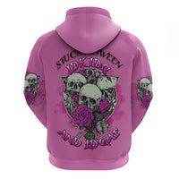 Stuck Between Idk Idc And IDGAF Pink Hoodie - Wonder Print Shop