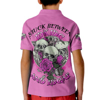 Stuck Between Idk Idc And IDGAF Pink Kid Polo Shirt - Wonder Print Shop