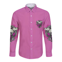 Stuck Between Idk Idc And IDGAF Pink Long Sleeve Button Shirt - Wonder Print Shop