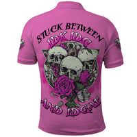 Stuck Between Idk Idc And IDGAF Pink Polo Shirt - Wonder Print Shop