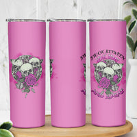 Stuck Between Idk Idc And IDGAF Pink Skinny Tumbler - Wonder Print Shop