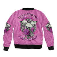 Stuck Between Idk Idc And IDGAF Pink Sleeve Zip Bomber Jacket - Wonder Print Shop