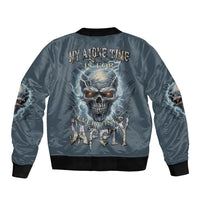 My Alone Time Is For Everyone's Safety Sleeve Zip Bomber Jacket - Wonder Print Shop