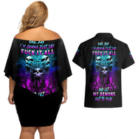 One Day Let My Demons Out To Play Couples Matching Off Shoulder Short Dress and Hawaiian Shirt - Wonder Print Shop