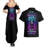 One Day Let My Demons Out To Play Couples Matching Summer Maxi Dress and Hawaiian Shirt - Wonder Print Shop