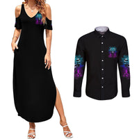 One Day Let My Demons Out To Play Couples Matching Summer Maxi Dress and Long Sleeve Button Shirt - Wonder Print Shop