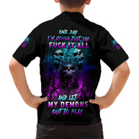 One Day Let My Demons Out To Play Family Matching Short Sleeve Bodycon Dress and Hawaiian Shirt - Wonder Print Shop