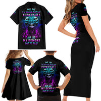 One Day Let My Demons Out To Play Family Matching Short Sleeve Bodycon Dress and Hawaiian Shirt - Wonder Print Shop