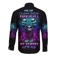 One Day Let My Demons Out To Play Long Sleeve Button Shirt - Wonder Print Shop