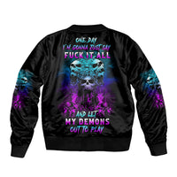 One Day Let My Demons Out To Play Sleeve Zip Bomber Jacket - Wonder Print Shop