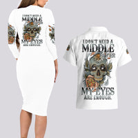 I Don't Need A Middle Skull Couples Matching Long Sleeve Bodycon Dress and Hawaiian Shirt - Wonder Print Shop