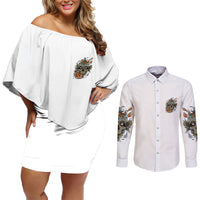 I Don't Need A Middle Skull Couples Matching Off Shoulder Short Dress and Long Sleeve Button Shirt - Wonder Print Shop