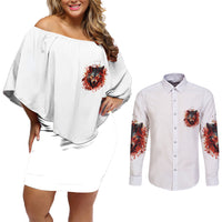 Judge Me When Wolf Couples Matching Off Shoulder Short Dress and Long Sleeve Button Shirt - Wonder Print Shop